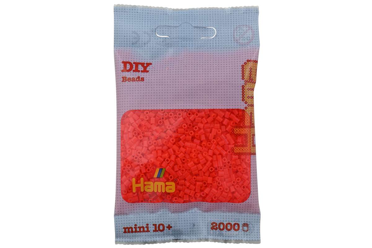 Hama mini perler 2000stk neon rød